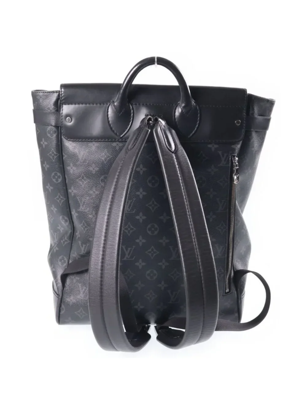 Louis Vuitton Monogram Eclipse Steamer Backpack Black Leather Silver